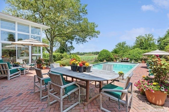 view of pool featuring a patio