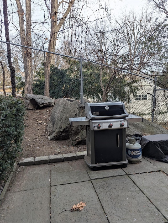 view of patio / terrace featuring a grill