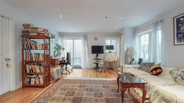 living room featuring light wood-type flooring