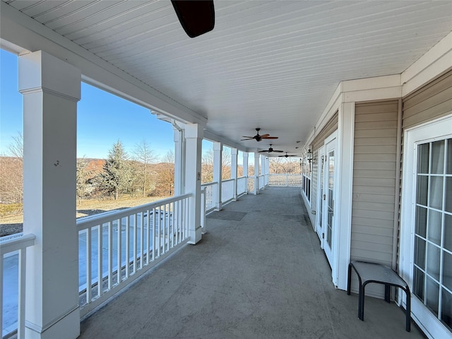 view of patio / terrace featuring ceiling fan