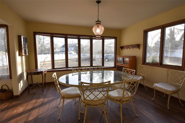 dining room with dark hardwood / wood-style flooring