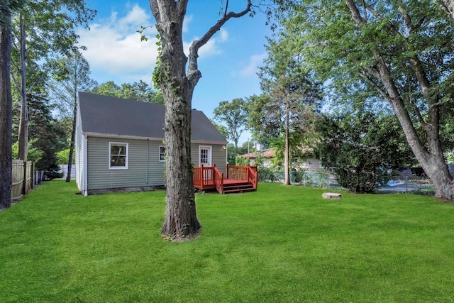 view of yard featuring a deck