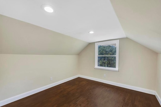 additional living space with lofted ceiling and hardwood / wood-style floors