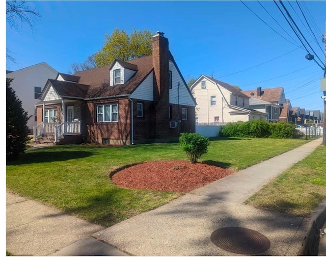 view of home's exterior with a lawn