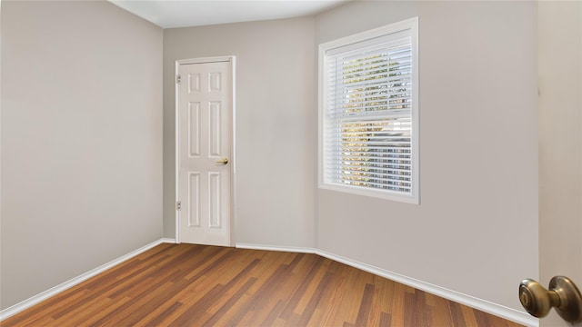 spare room featuring a healthy amount of sunlight and dark wood-type flooring