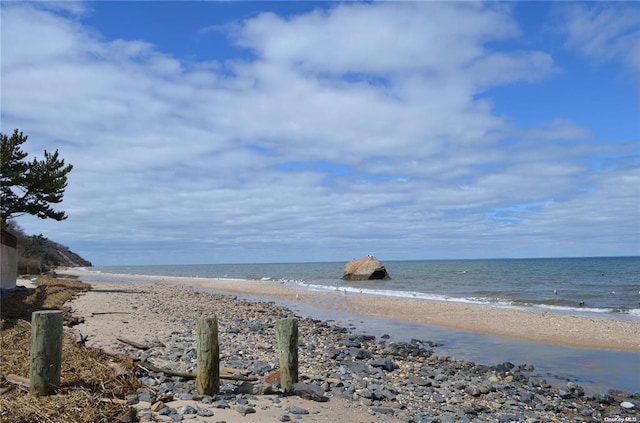 property view of water with a beach view