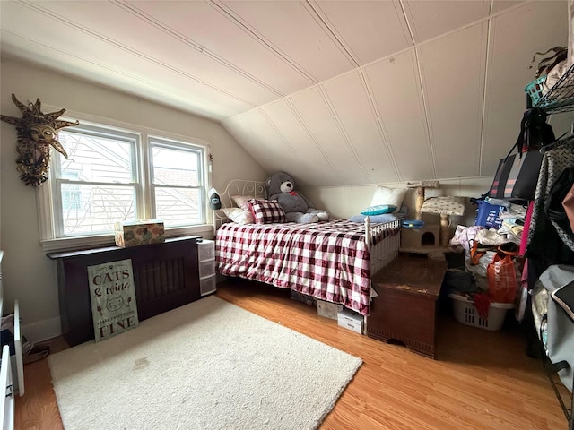 253 William St, West Hempstead, NY 11552 - bedroom with light wood finished floors and vaulted ceiling