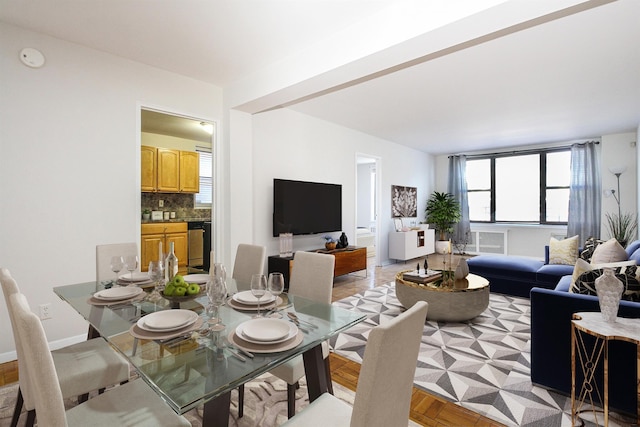 interior space with light parquet floors and plenty of natural light