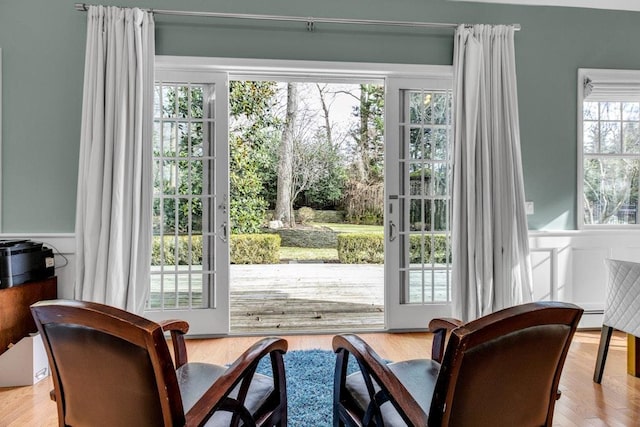 doorway to outside featuring light hardwood / wood-style flooring