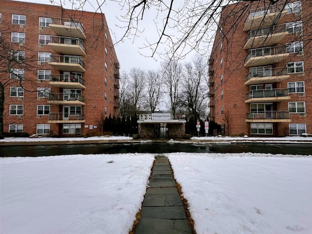 view of yard covered in snow