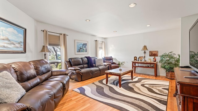 living room featuring light hardwood / wood-style flooring