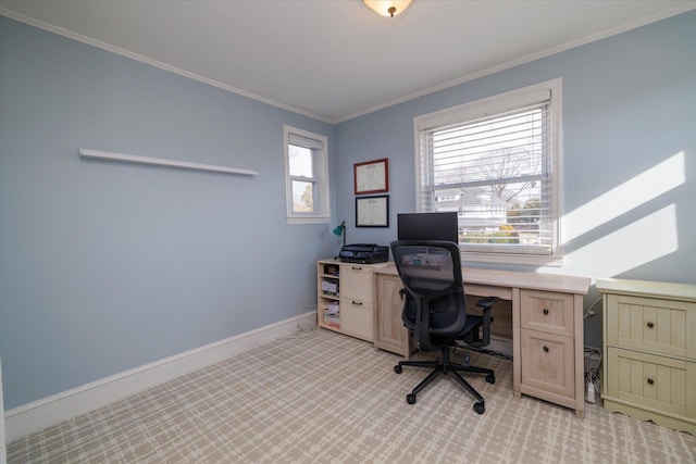 office area featuring ornamental molding