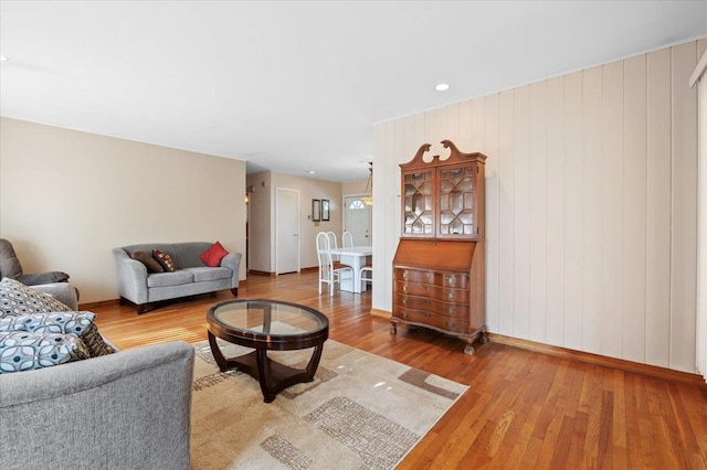 living room with hardwood / wood-style flooring