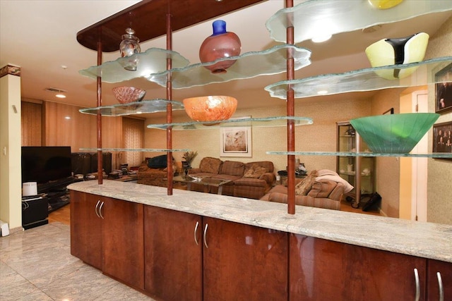 kitchen with light stone counters