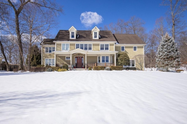 view of front of home featuring covered porch