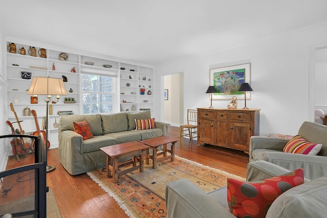 living area with light wood-style floors