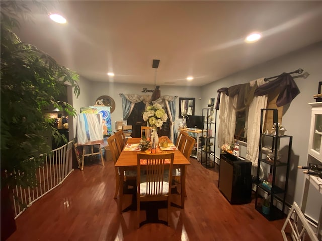 dining room with dark hardwood / wood-style flooring