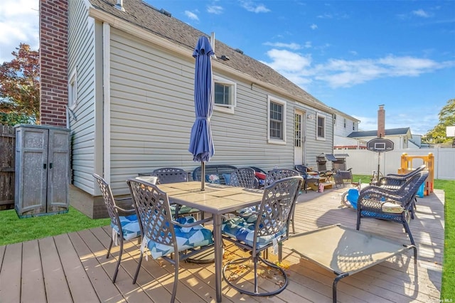 wooden deck featuring an outdoor living space