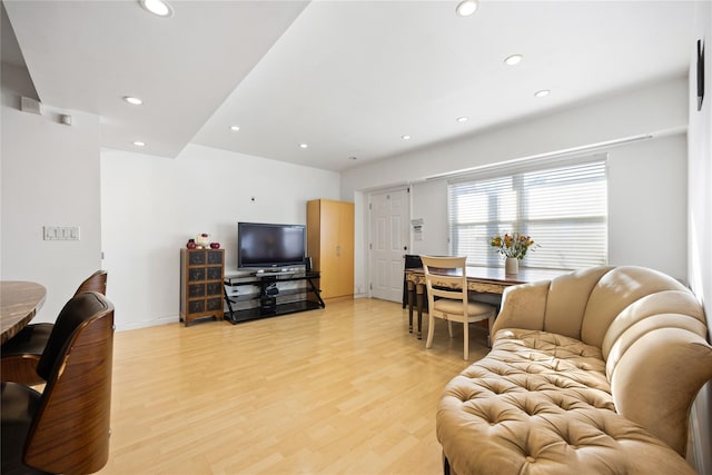 living room with light hardwood / wood-style floors