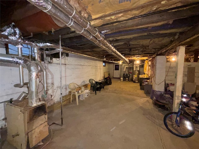 basement featuring water heater