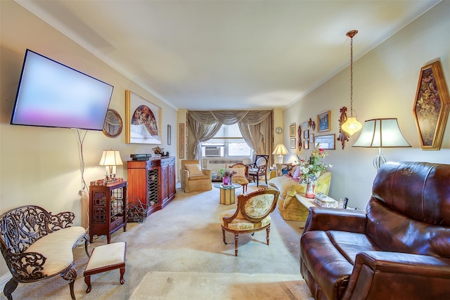 living area with carpet flooring