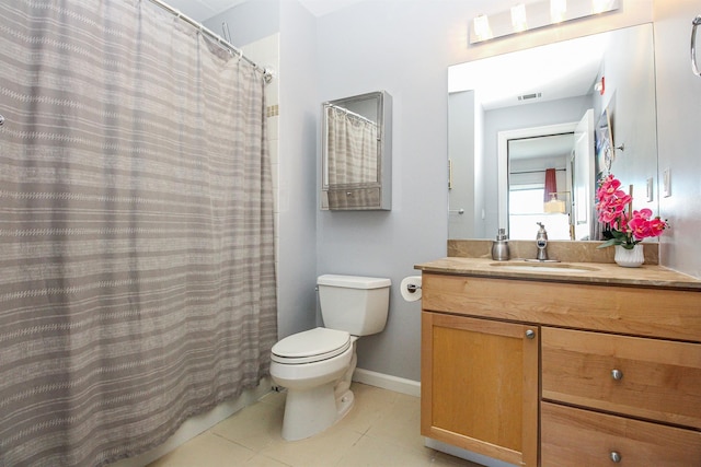 bathroom with tile patterned floors, vanity, and toilet