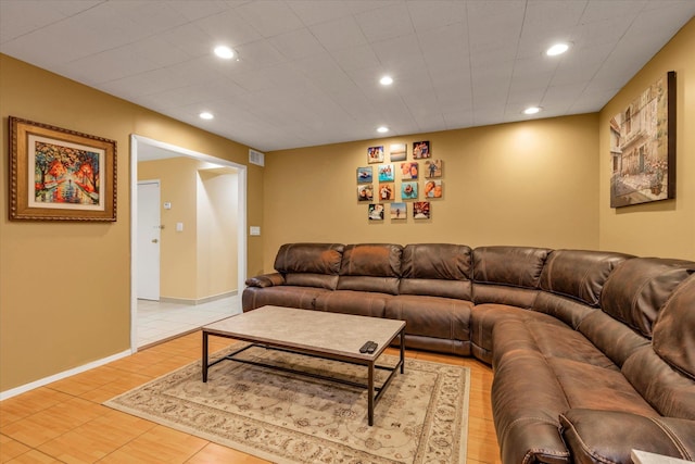 view of tiled living room