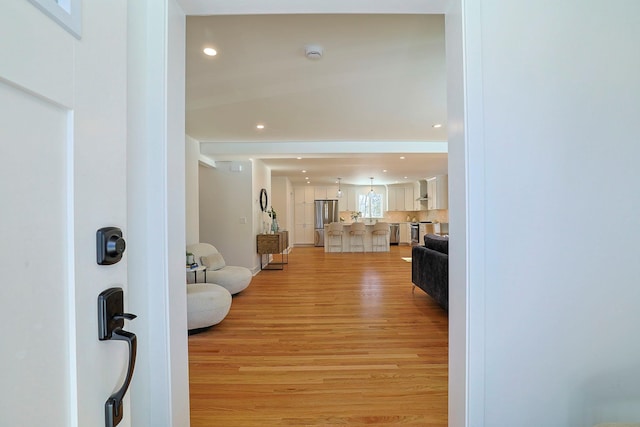 living room with light hardwood / wood-style floors