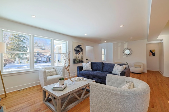 living room featuring light hardwood / wood-style floors