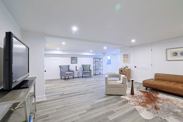 living room with light wood-type flooring