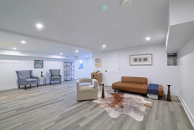 living room with light wood-type flooring