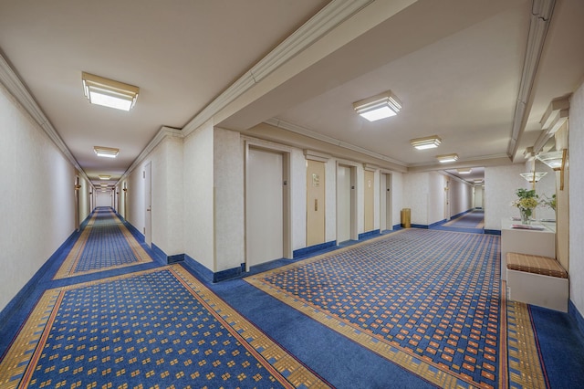 hallway with crown molding