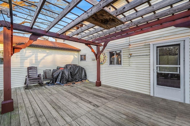 deck featuring a pergola