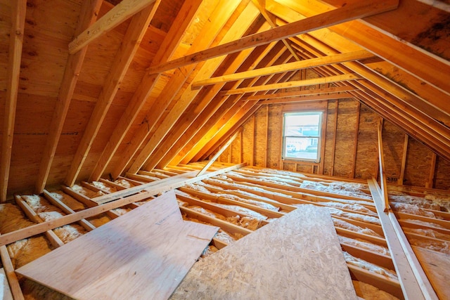 view of unfinished attic