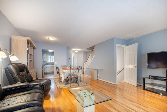 living room with hardwood / wood-style floors