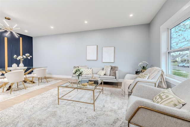 living room featuring light hardwood / wood-style floors