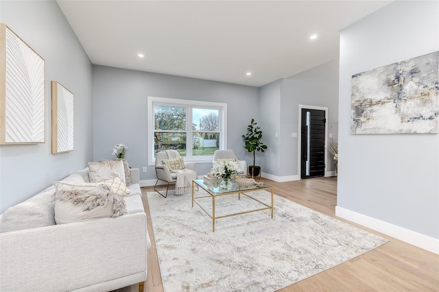 living room featuring light wood-type flooring