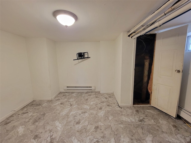 basement with a baseboard radiator