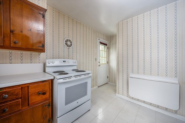 kitchen with white electric range oven