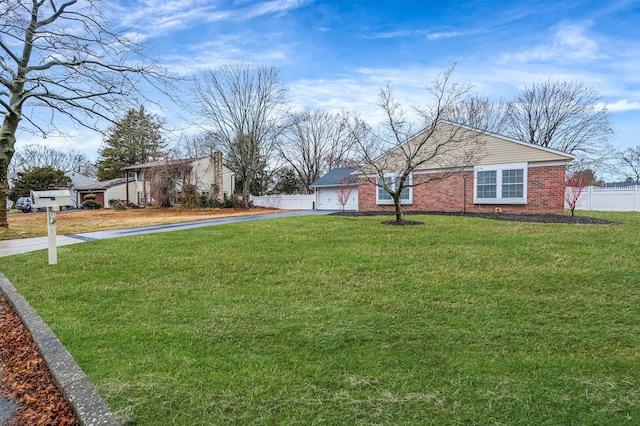 view of yard featuring a garage