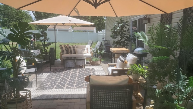 view of patio with an outdoor hangout area