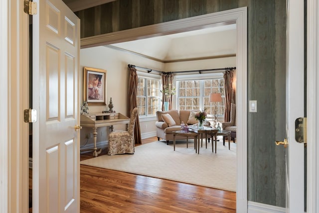 sitting room with wood finished floors