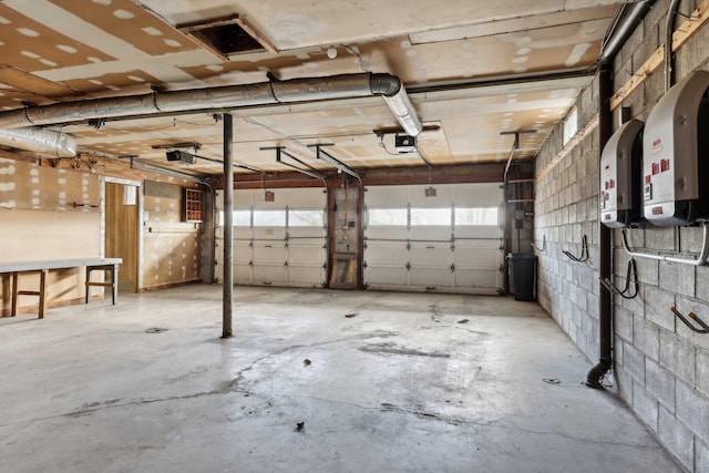 garage with a garage door opener