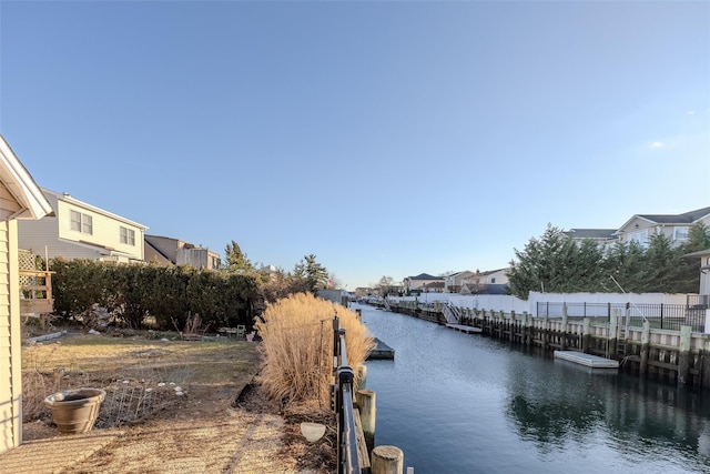 view of dock featuring a water view