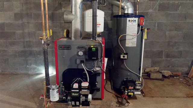 utility room with gas water heater