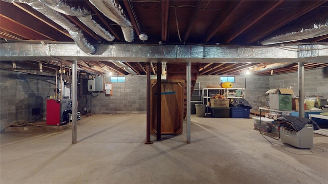 basement featuring electric panel