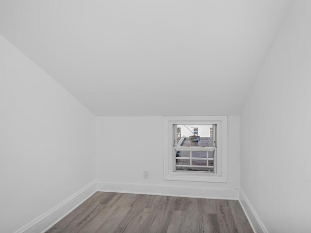 additional living space with lofted ceiling and light wood-type flooring