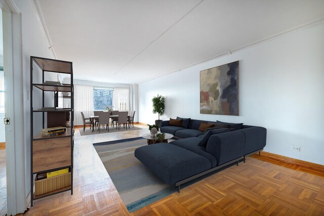 3725 Henry Hudson Pkwy Unit 6D, Bronx, NY 10463 - living room featuring parquet floors