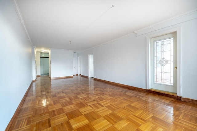 3725 Henry Hudson Pkwy Unit 6D, Bronx, NY 10463 - empty room with ornamental molding and light parquet flooring