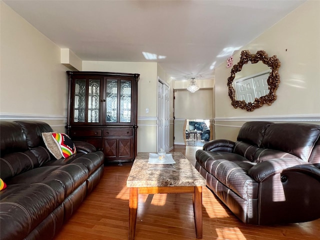 living room with wood-type flooring